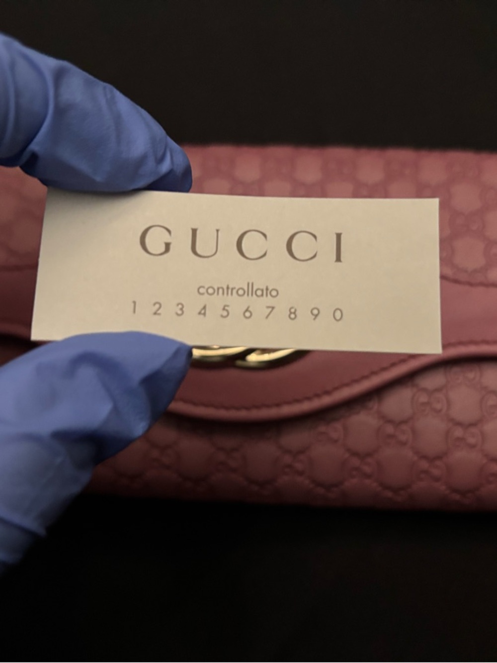 Gucci Pink GG Embossed Leather Clutch with Gold Double G - Picture 9 of 12